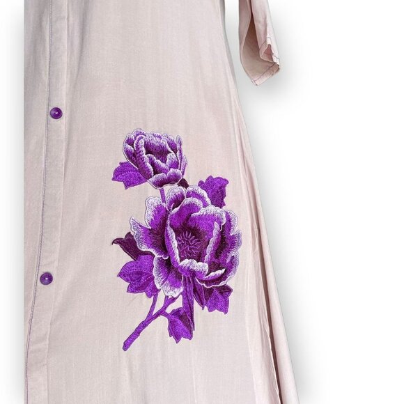 Neeru Kumar Signature Embroidered Tunic Shirt Dress Lilac - Picture 2 of 6
